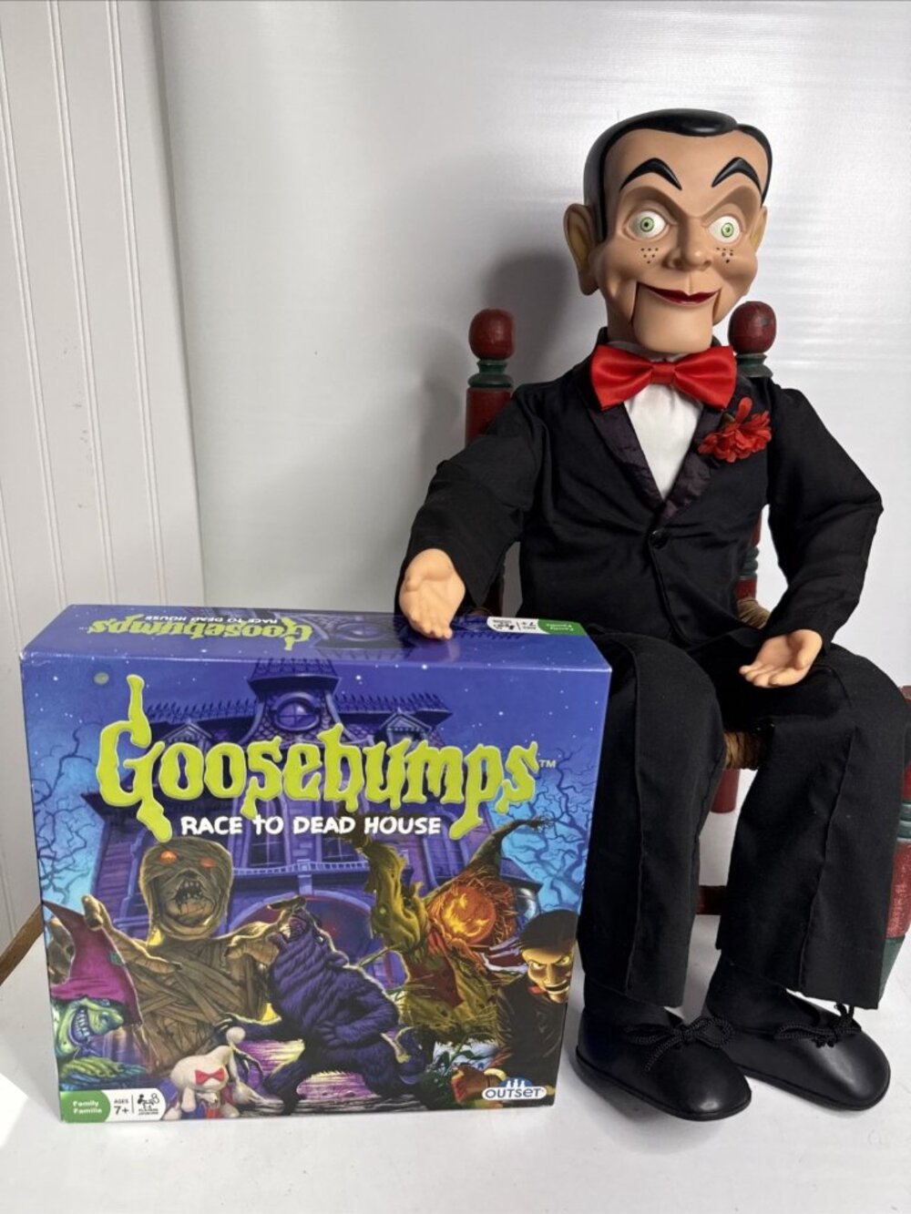 Goosebumps Slappy Ventriloquist Doll/Dummy - With Black Suit + The Board Game